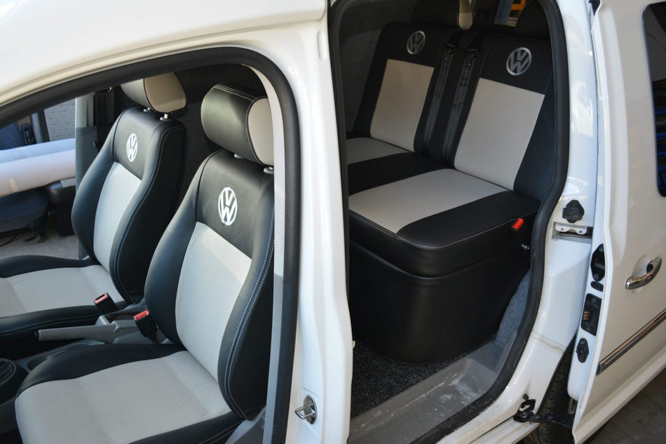 VW Caddy Seats Upholstery - (VW-CADDY-03), black and white.
