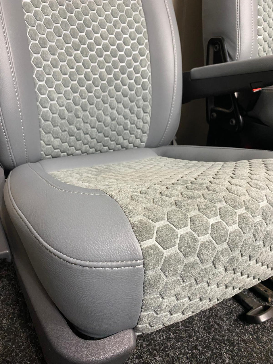 VW Factory T5 T6 front seat close-up of the grey honeycomb centre panel