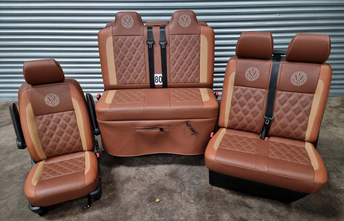 vw t5 t6 front seats (80), on exchange basis (like for like) also matching m1 tested gas assisted rock and roll bed.